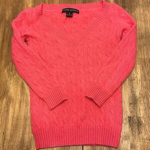 Ralph Lauren Black Label Knit Sweater 95% Cashmere Medium Pink